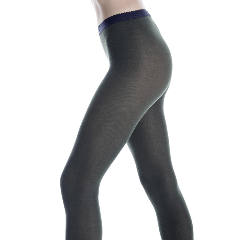 Collants en coton maille unie - Vert mélèze | Doré Doré