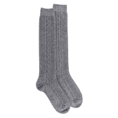 Mi-bas torsadés pour femme en laine et cachemire - Gris