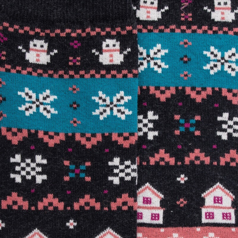 Chaussettes longues en coton pour femmes avec motif grec de Noël - Gris anthracite | Doré Doré