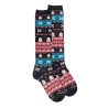Chaussettes longues en coton pour femmes avec motif grec de Noël - Gris anthracite