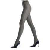 Collants en coton ajourés à effet brillant pour femmes - Vert thé | Doré Doré