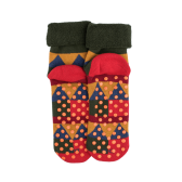Chaussettes en coton à motifs géométriques pour enfants - Rouge Ponceau | Doré Doré