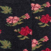 Chaussettes pour dames en coton à motifs de roses - Gris anthracite | Doré Doré