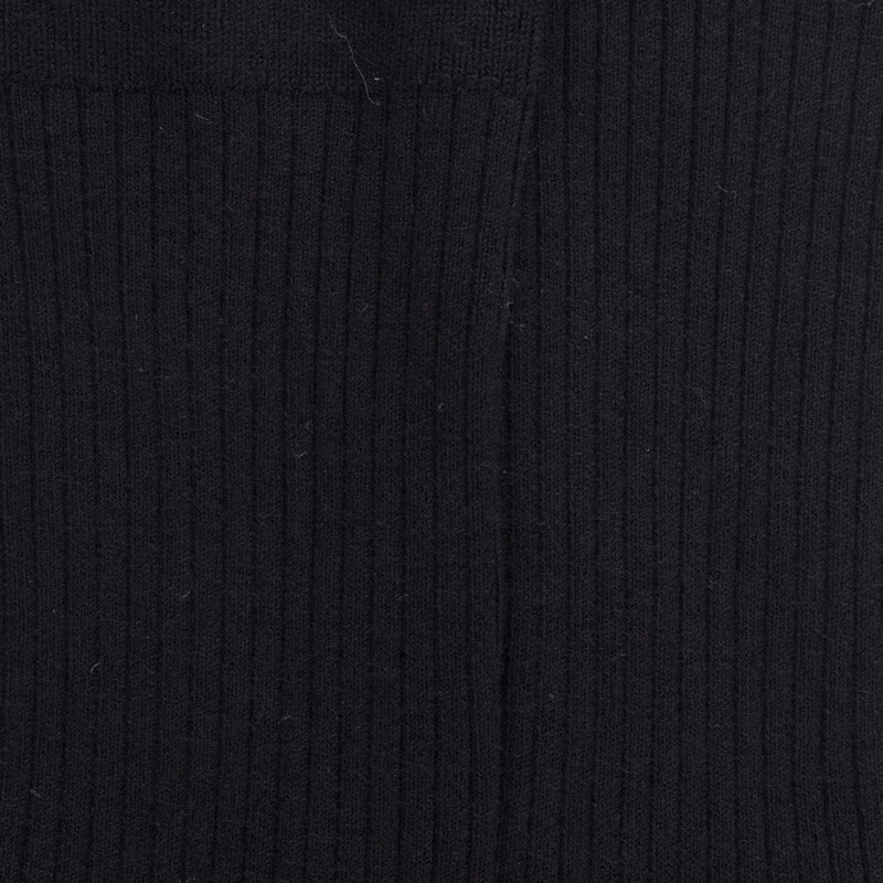 Chaussettes en laine unie côtelée pour femmes - Noir | Doré Doré