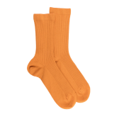 Chaussettes en laine unie côtelée pour femmes - Orange épices | Doré Doré