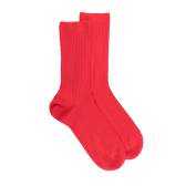 Chaussettes en laine unie côtelée pour femmes - Rouge groseille | Doré Doré