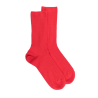 Chaussettes en laine unie côtelée pour femmes - Rouge groseille