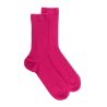 Chaussettes en laine unie côtelée pour femmes - Rose oléandre