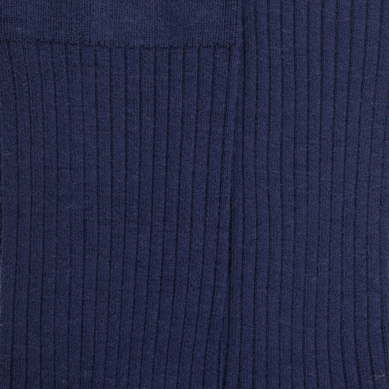 Chaussettes en laine unie côtelée pour femmes - Bleu Caban | Doré Doré