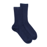 Chaussettes en laine unie côtelée pour femmes - Bleu Caban