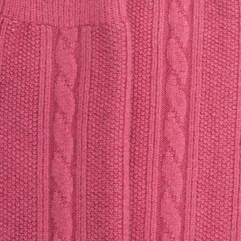 Mi-bas femme en laine et cachemire à motif torsadés - Rose antique | Doré Doré