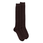 Mi-bas femme en laine et cachemire à motif torsadés - Marron Chocolat | Doré Doré