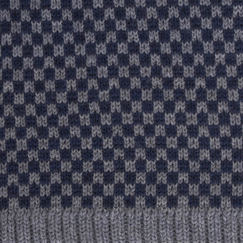 Écharpe pour homme en laine vierge à motifs rectangulaires bicolores. - Gris oxford & Bleu Voilier | Doré Doré