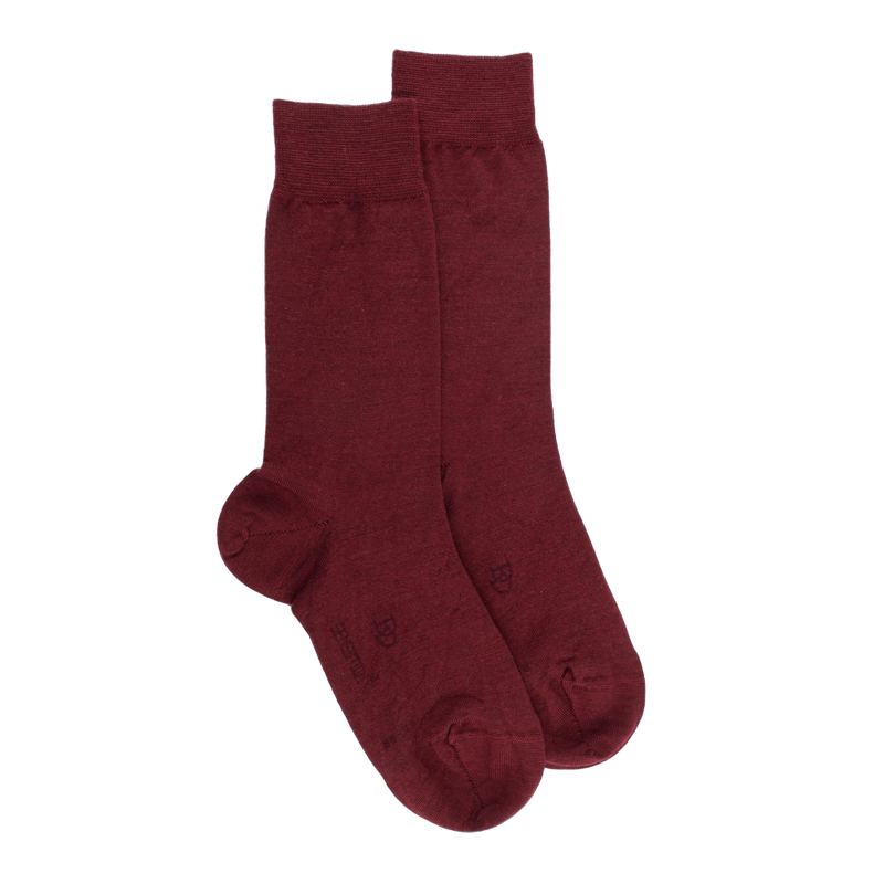 Chaussettes femme en laine et coton - Rouge pommard | Doré Doré