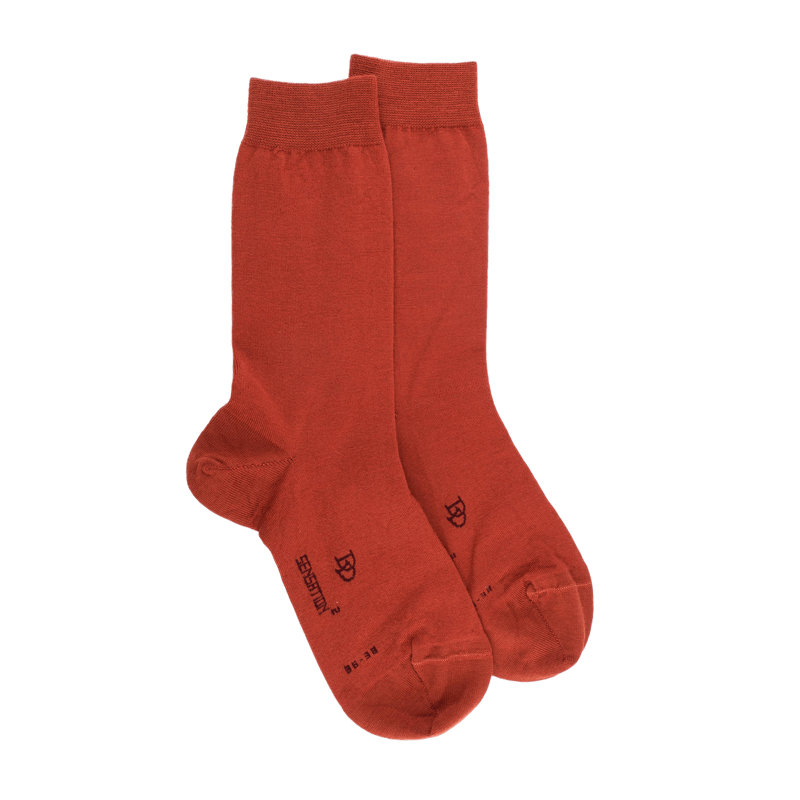 Chaussettes femme en laine et coton - Orange henné | Doré Doré