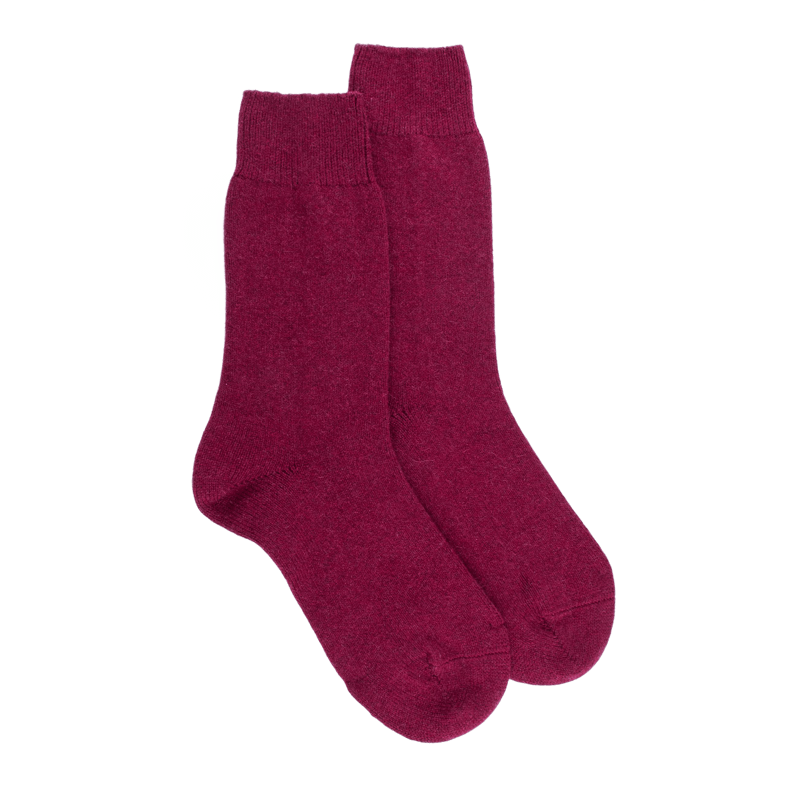 Chaussettes femme en laine et cachemire - Rouge sangria | Doré Doré