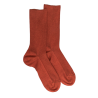 Chaussettes homme à côtes sans bord élastique en coton égyptien - Orange cognac