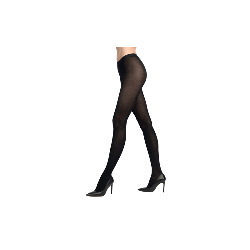 Collants en coton maille unie - Noir | Doré Doré