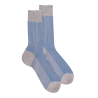 Chaussettes homme à côtes bicolores en fil d'Écosse - Gris Métal & Bleu Bassin | Doré Doré