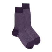 Chaussettes homme en fil d'Écosse renforcé à motifs caviar - Violet mûrier & Violet Corolle | Doré Doré