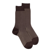 Chaussettes homme en fil d'Écosse renforcé à motifs caviar - Couleur café & Beige Sable | Doré Doré