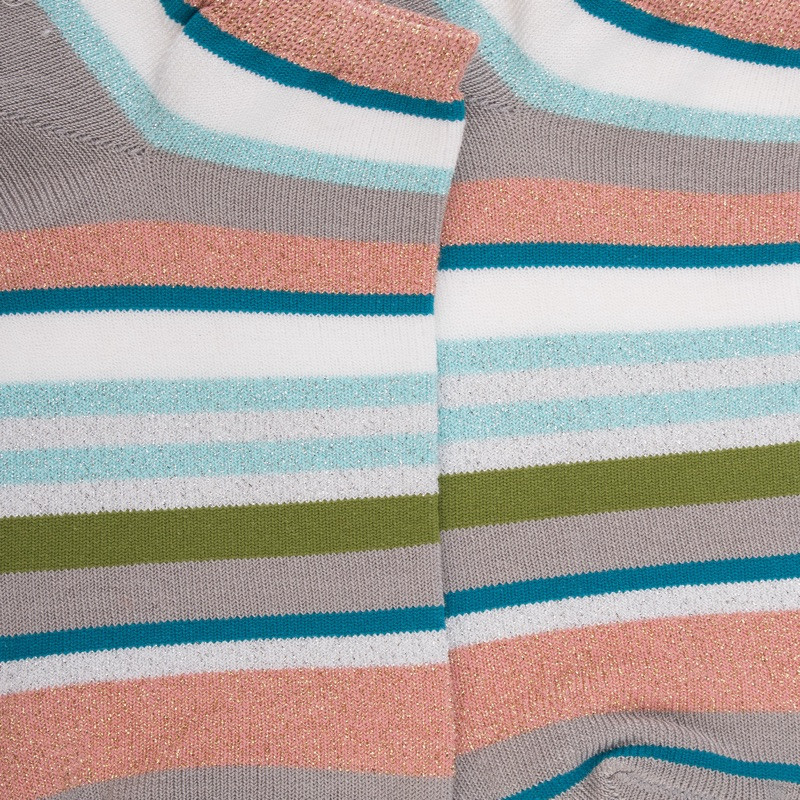 Socquettes femme à rayures en coton avec effet brillant - Gris Métal & Rose Praline | Doré Doré