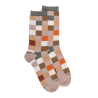 Chaussettes femme échiqiuer en coton égyptien - Beige Sahara & Cameleon