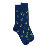 Chaussettes pour hommes en fil d'Ecosse à motifs de cactus - Bleu Voilier | Doré Doré