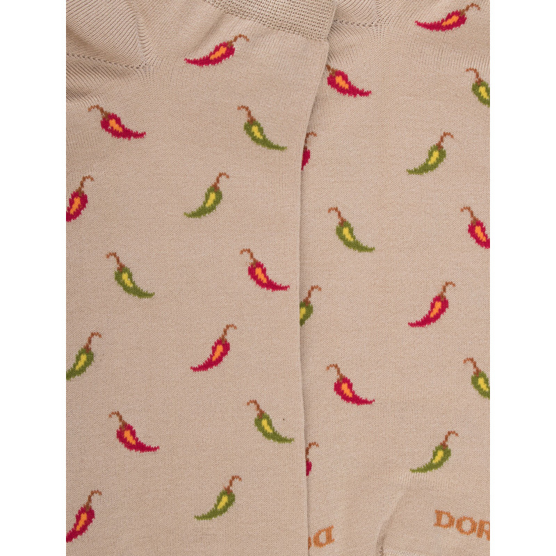 Chaussons pour hommes en fil d'Ecosse à motifs des piments - Beige Grège | Doré Doré