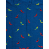 Chaussons pour hommes en fil d'Ecosse à motifs des piments - Bleu Cosmos | Doré Doré
