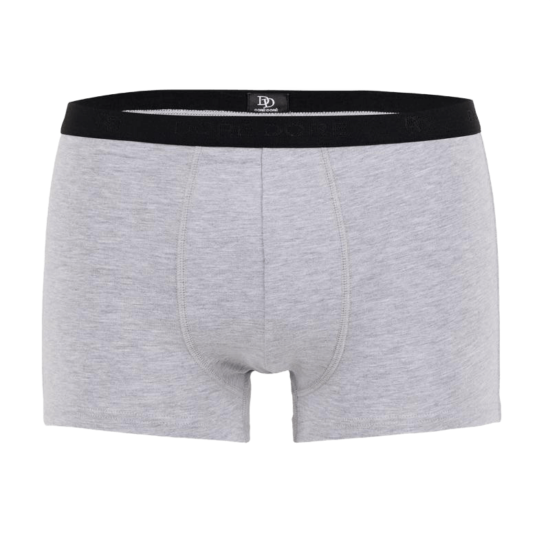 Boxer pour homme en coton stretch mélangé uni avec bande élastique portant le logo de la marque - Gris Rocheux | Doré Doré