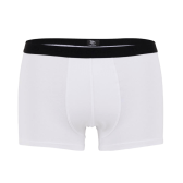 Boxer pour homme en coton stretch uni avec bande élastique siglée - Blanc | Doré Doré