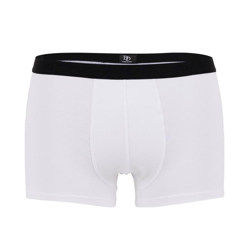 Boxer pour homme en coton stretch uni avec bande élastique siglée - Blanc | Doré Doré