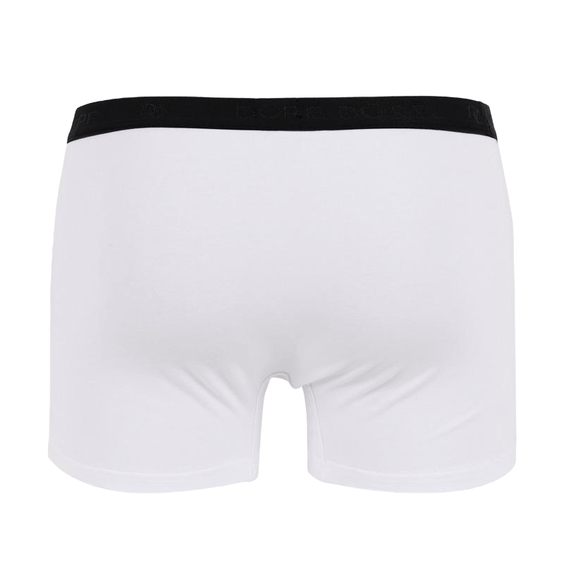 Boxer pour homme en coton stretch uni avec bande élastique siglée - Blanc | Doré Doré