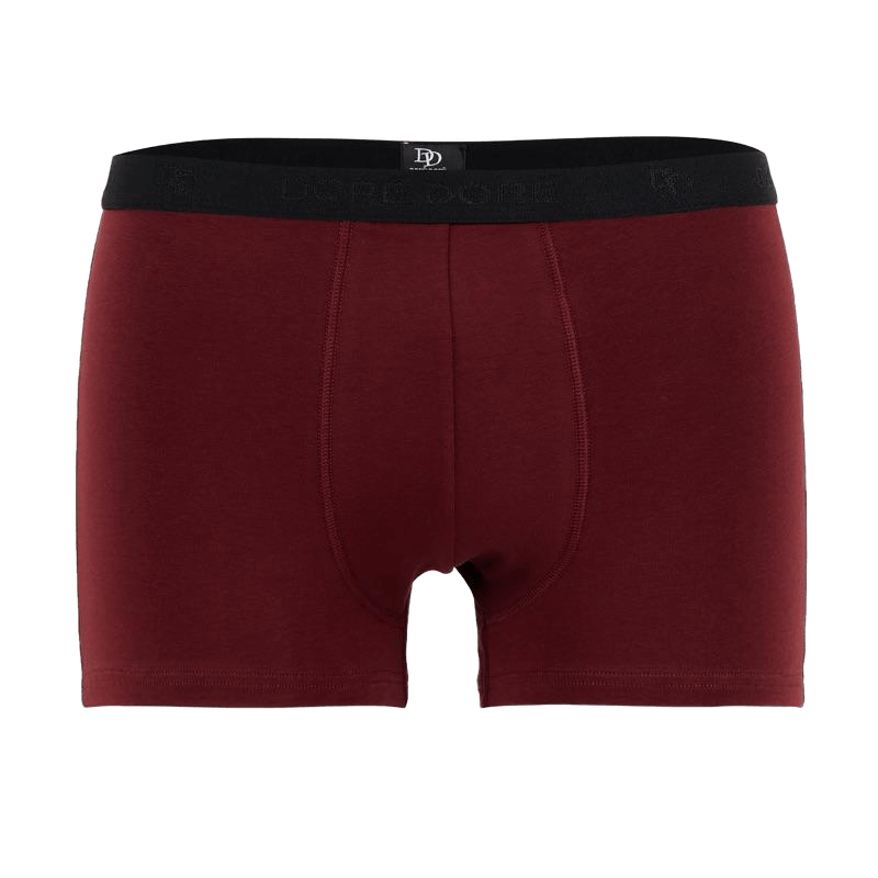 Boxer pour homme en coton stretch uni avec bande élastique siglée - Aubergine | Doré Doré