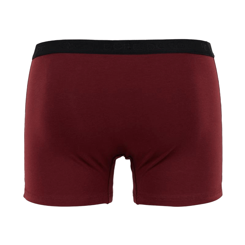 Boxer pour homme en coton stretch uni avec bande élastique siglée - Aubergine | Doré Doré