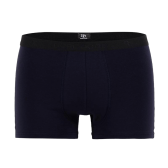 Boxer pour homme en coton stretch uni avec bande élastique siglée - Bleu marine foncé | Doré Doré