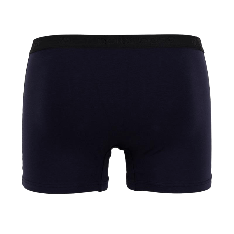 Boxer pour homme en coton stretch uni avec bande élastique siglée - Bleu marine foncé | Doré Doré