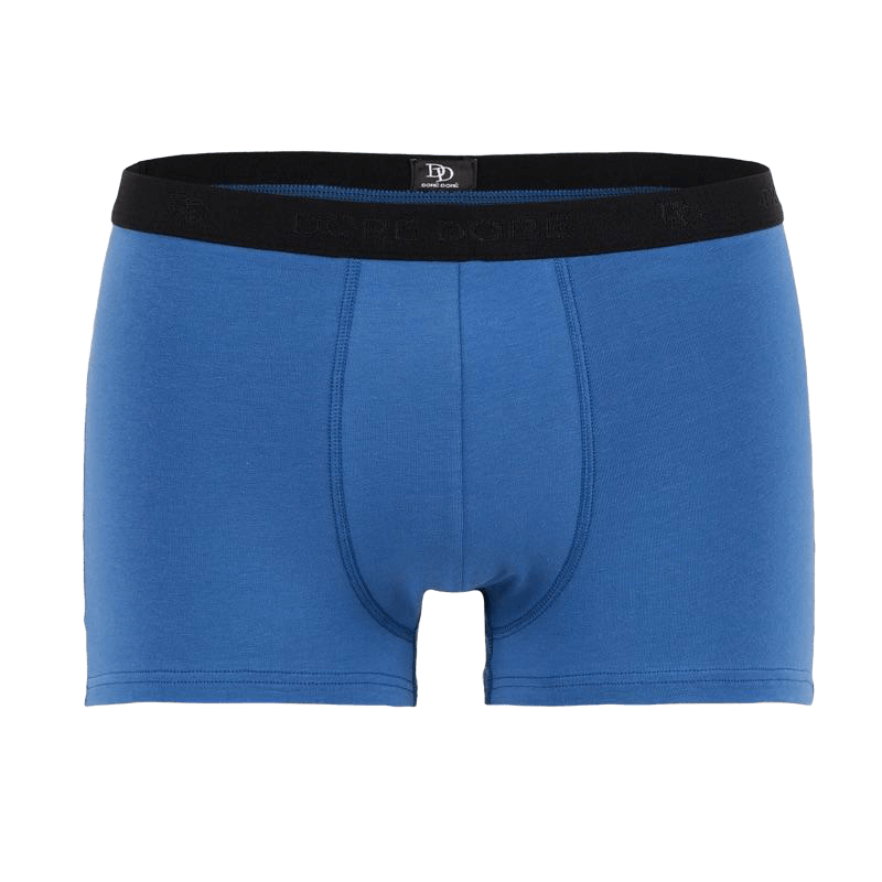 Boxer pour homme en coton stretch uni avec bande élastique siglée - Bleu Macadam | Doré Doré