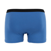 Boxer pour homme en coton stretch uni avec bande élastique siglée - Bleu Macadam | Doré Doré