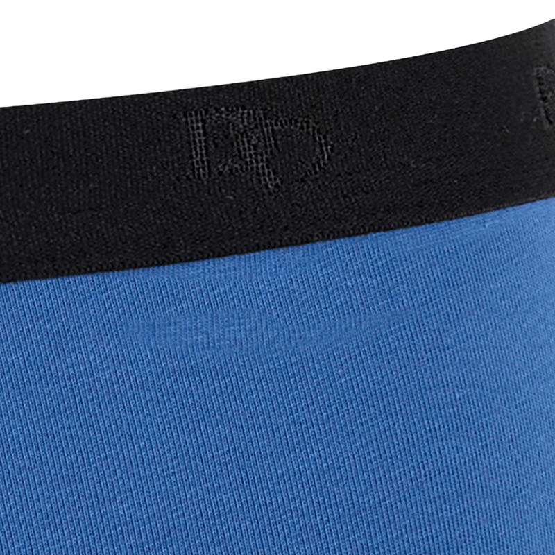 Boxer pour homme en coton stretch uni avec bande élastique siglée - Bleu Macadam | Doré Doré