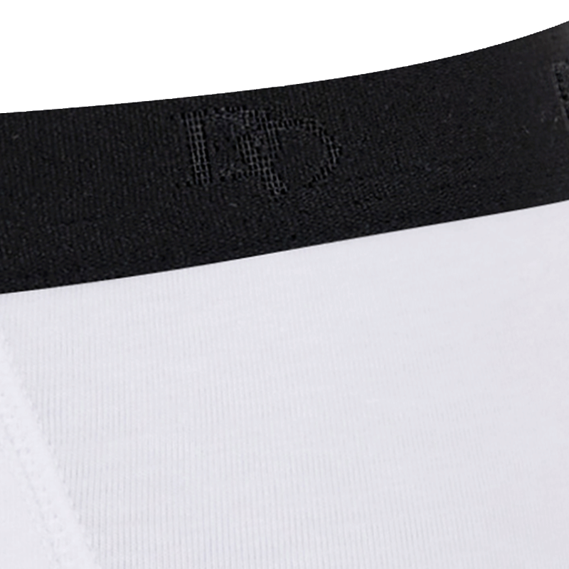 Boxer pour homme en coton stretch uni avec bande élastique siglée - Blanc | Doré Doré