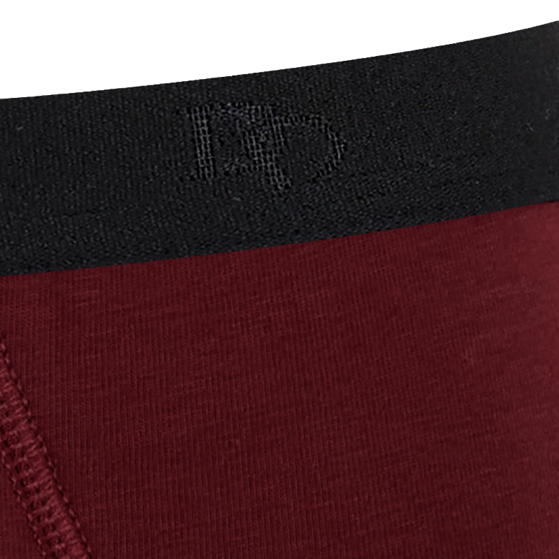 Boxer pour homme en coton stretch uni avec bande élastique siglée - Aubergine | Doré Doré