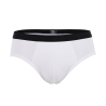 Slip pour homme en coton extensible uni avec bande élastique siglée - Blanc | Doré Doré