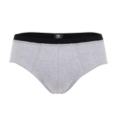 Slip pour homme en coton stretch mélangé uni avec bande élastique siglée - Gris Rocheux | Doré Doré