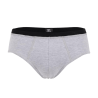 Slip pour homme en coton stretch mélangé uni avec bande élastique siglée - Gris Rocheux | Doré Doré