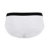 Slip pour homme en coton extensible uni avec bande élastique siglée - Blanc | Doré Doré