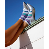 Socquettes femme à rayures en coton avec effet brillant - Azuline & Blanc | Doré Doré