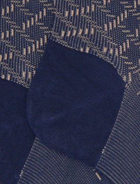 Chaussettes pour hommes en TENCEL™ Lyocell motif entrelacé sans bord élastique - Bleu Matelot