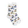 Chaussettes enfant en coton à motifs voitures de course - Blanc